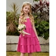 thumbnail image 4 of Arshiner Girls Summer Dress Tween Boho Casual Bowknot Strap Sleeveless Swing Flowy Ruffle Tiered Sundresses with Pockets, 4 of 6
