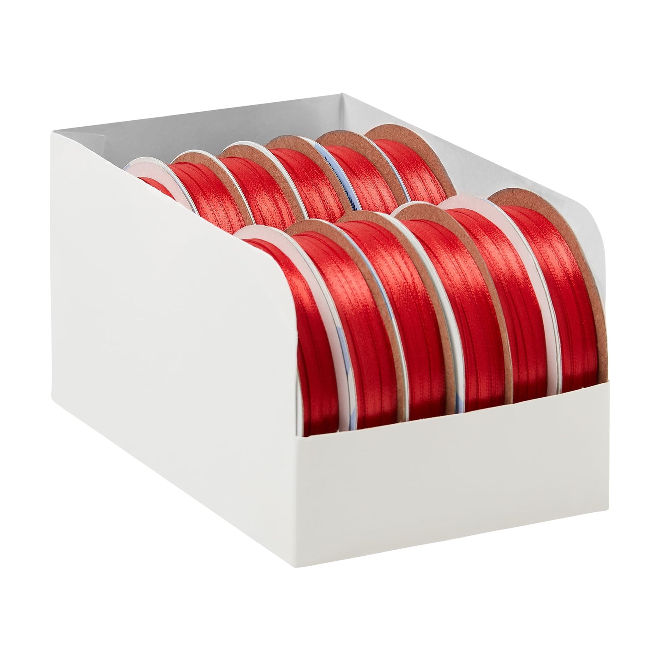Offray Ribbon, Red 1/8 inch Double Faced Satin Polyester Ribbon, 10 yards
