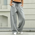 thumbnail image 4 of Guluxicc Women's Sweat Pants with Pockets Elastic Waist Drawstring Long Wide Leg Trousers for Everyday Fall Winter, 4 of 7