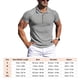 thumbnail image 2 of Camisas musculosas de manga corta para hombres Cuello vuelto Camisa de entrenamiento ajustada a rayas de color puro Gris L, 2 of 2