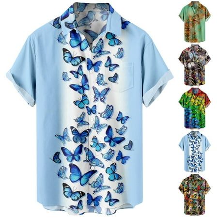 

Youth Casual Button Down Short Sleeve Tee Shirts with Chest Pocket Relaxed-Fit Clothing Apparel Plus Size Men