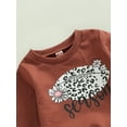thumbnail image 5 of Bagilaanoe 2pcs Toddler Baby Girl Long Pants Set Letter Rugby/Deer Print Long Sleeve Sweatshirts Tops + Leopard Print Flare Trousers 6M 12M 18M 24M 3T Kids Casual Outfits, 5 of 9