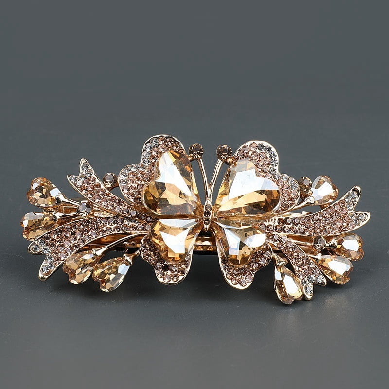 New Korean Colorful Crystal Butterfly Spring Hairpin Zircon Alloy Top Clip Horizontal Clip Elegant Women's Fashion Hair Jewelry
