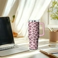 thumbnail image 2 of 40oz Tumbler with Handle and Straw, Stainless Steel Insulated Travel Mug, Leak Proof Lid Straw Cover, Reusable Cold Hot Drinkware for Adults, Dishwasher Safe Coffee Cup, Leopard Print, 2 of 6