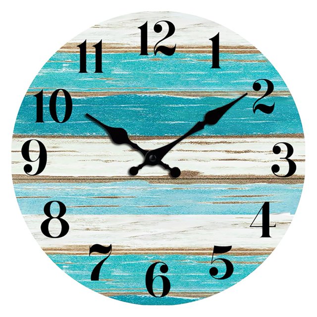 Bobasndm Wall Clock 10 Inch Rustic Wood Wall Clocks Battery Operated No