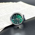 thumbnail image 2 of ievspot 1Pcs Round Green Dial Elastic Stainless Steel Watch Finger Ring Birthday Gift Fashion Accessories, 2 of 8