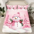 thumbnail image 2 of Castle Fairy Teens Kawaii Snowman 3pcs Twin Sheet Sets,Xmas Tree Twin Fitted Sheet,Merry Christmas Breathable Flat Sheet,Super Cozy Room Decor, 2 of 7