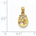 thumbnail image 3 of 14K Yellow Gold Horseshoe With Horse Head Pendant (15 X 10) Made In Peru d4048, 3 of 3