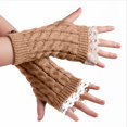 thumbnail image 4 of ShomPort Fingerless Gloves for Womens Lace Trim Thumb Hole Cable Knit Trendy Winter Going Out Soft Cozy Arm Warmer, 4 of 4