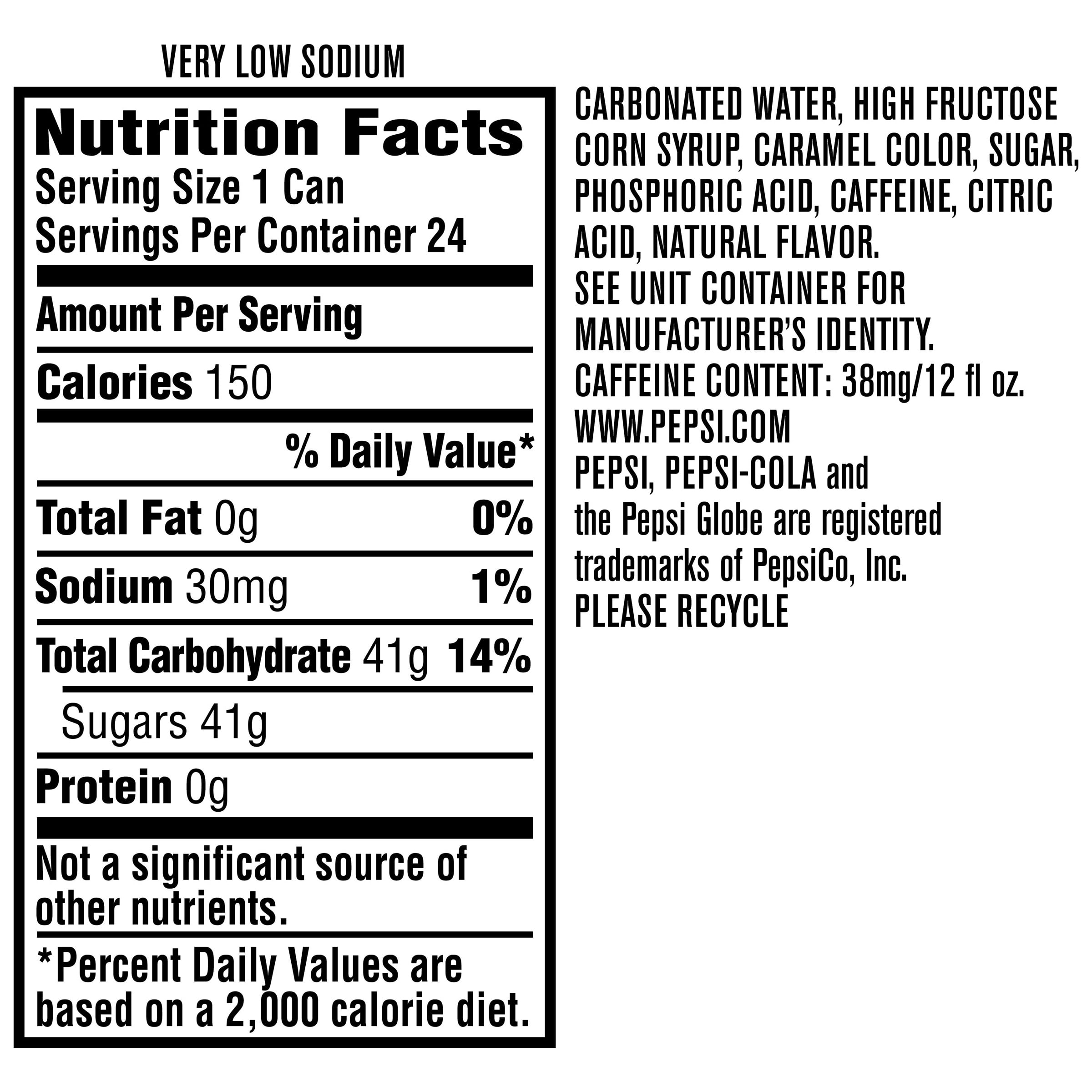 Nutrition Facts Pepsi Can Besto Blog