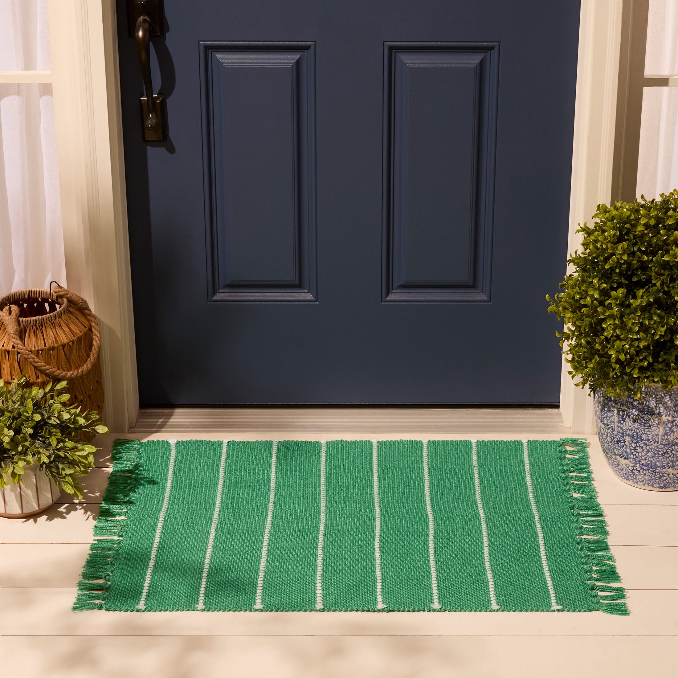 Mainstays by Becky G. & Alejandra Green Stripe Outdoor Accent Rug, 24" x 36"