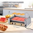 thumbnail image 3 of Roromall Hot Dog Roller with Bun Warmer, Dual Temp Control Hot Dog Machine, Stainless Steel Hot Dog Grill with PC Hood Shelf & Removable Oil Drip Tray, for Home and Commercial, 3 of 7