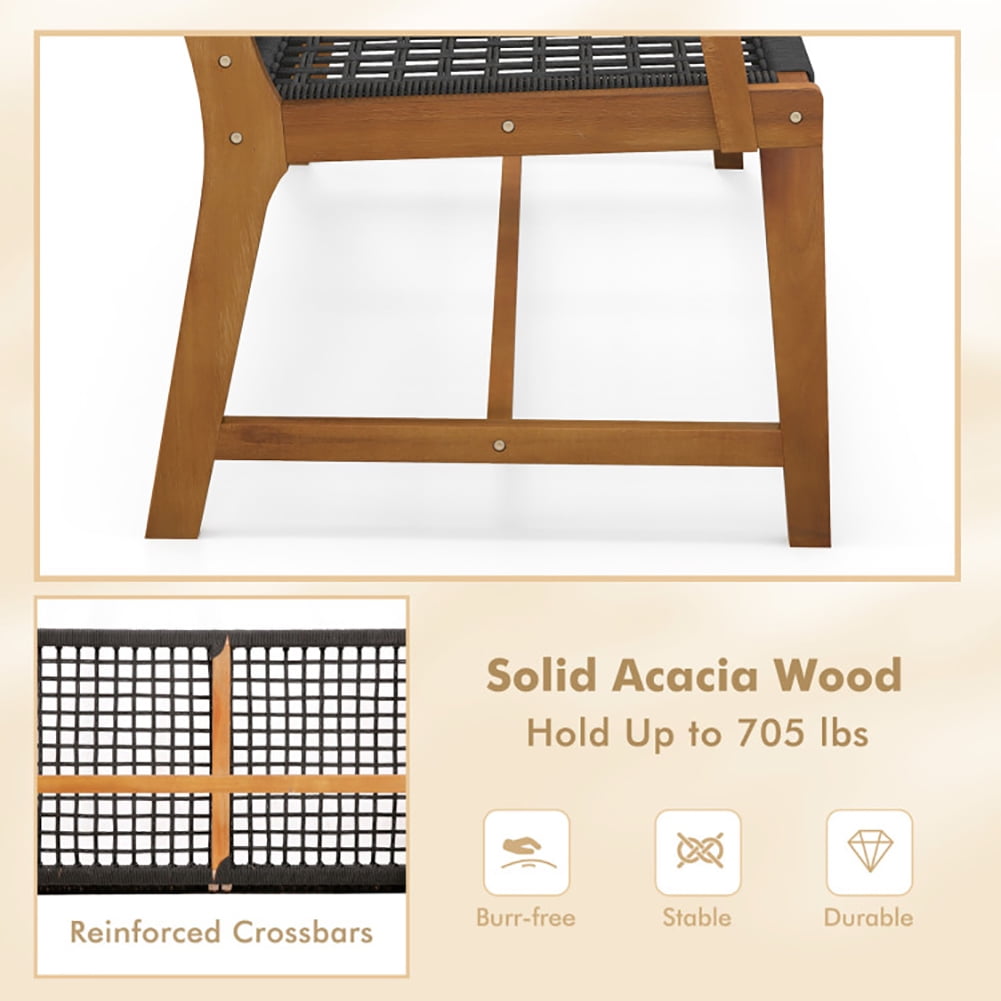 Aimee Lii Outdoor Acacia Wood Bench with Backrest and Armrests, Outdoor Patio Furniture