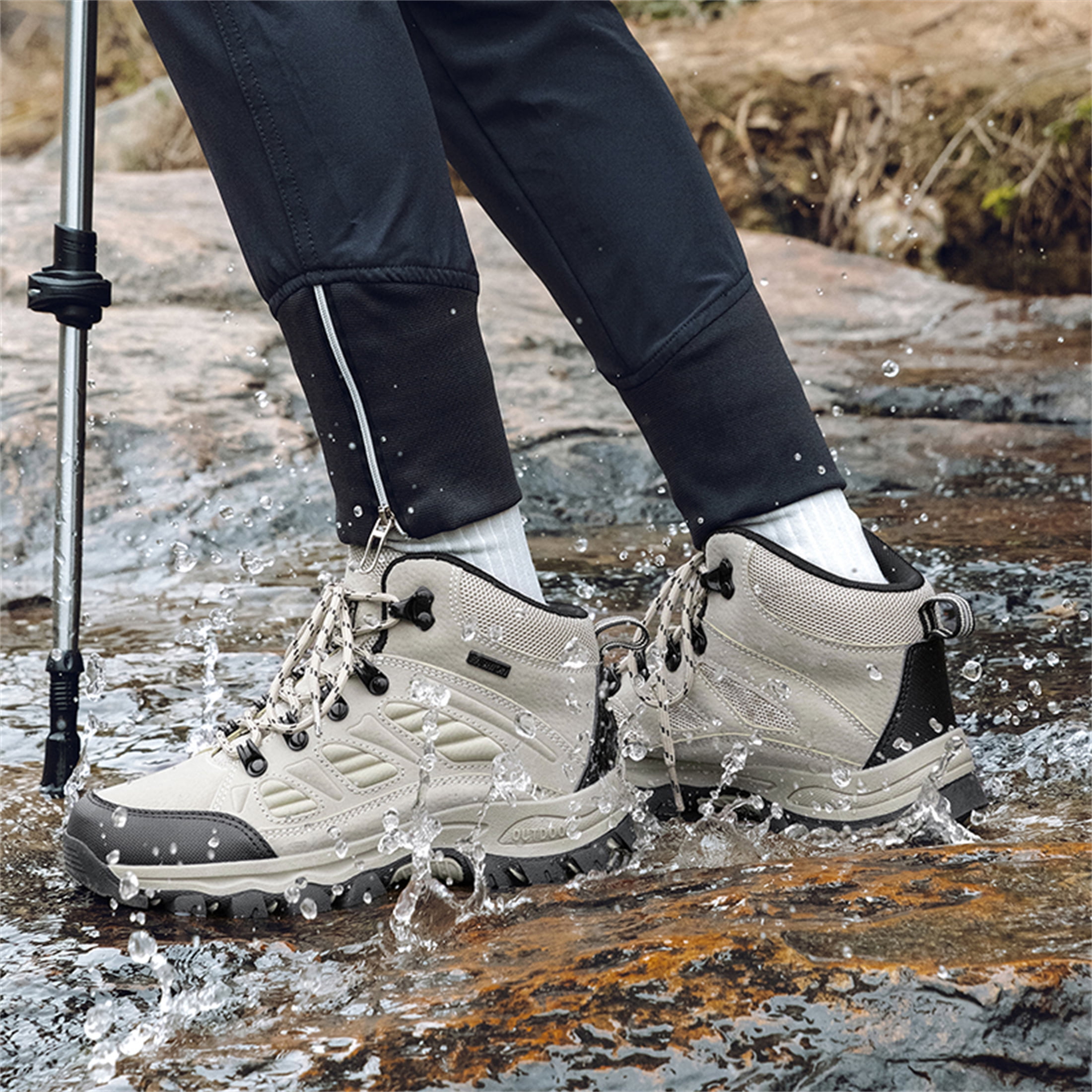 YOURDIARY Womens Mens Waterproof Anti-Slip Hiking Boots Outdoor Trekking Camping Trail Hiking Shoes