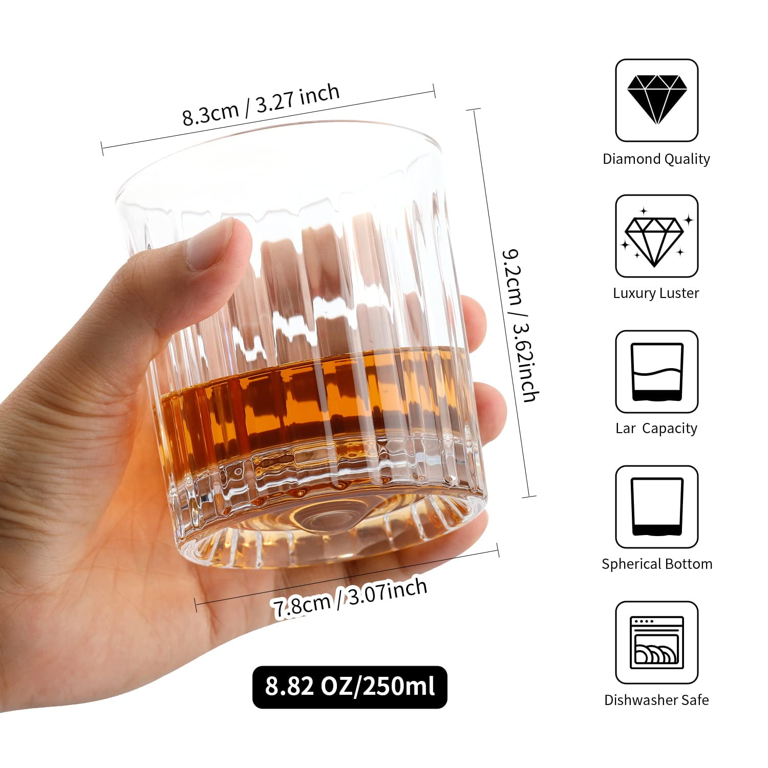 Whiskey Glasses with 4 Iceball molds and a Luxury Box, Old Fashioned  Whiskey Glasses, Gifts for Dad …See more Whiskey Glasses with 4 Iceball  molds and