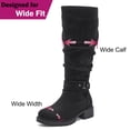 thumbnail image 4 of Love Steetly Women's Extra Wide Calf Knee High Boots, Slouchy Ruched Tall Boots, Harness Buckle Strap, Chunky Lug Sole Block Heel Side Zipper Boots., 4 of 8