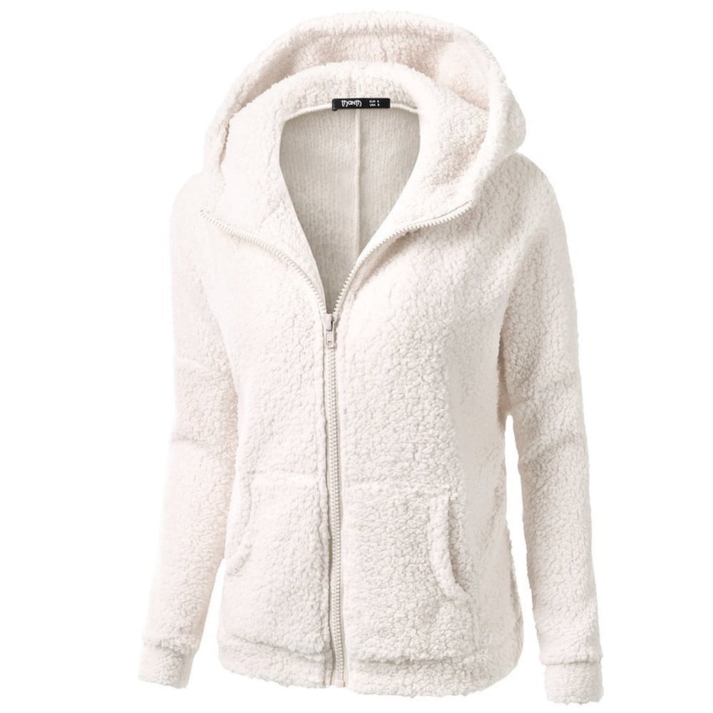 SBYOJLPB Hooded Sweatshirt Women Hooded Sweater Coat Winter Warm Wool Zipper Coat Cotton Coat Outwear Whxl