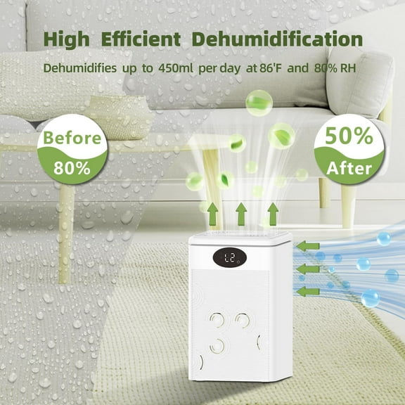Small Quiet Dehumidifier for Home, 75oz Capacity with Timer, Sleep , Auto Shut Off,  Colors LED Light