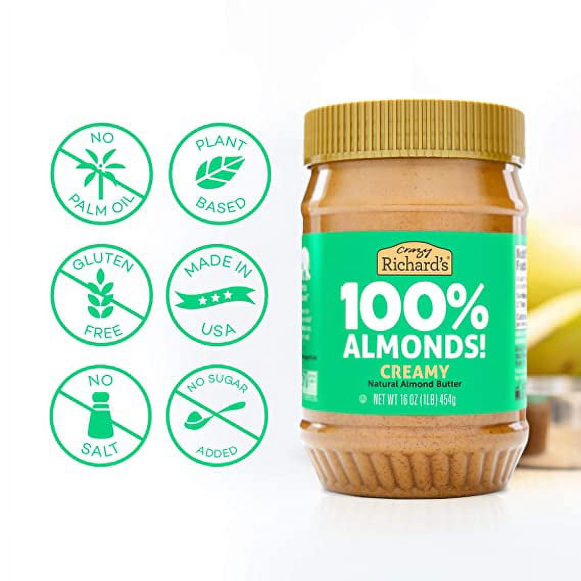 Almond Butter No Sugar Added, Made with Dry Roasted Almonds Pack of 6