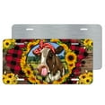 thumbnail image 3 of Rustic Farm Cow License Plate – Sublimation Printed Aluminum Plate with Sunflowers, Plaid Background, and Cute Cow in Polka Dot Bandana, 3 of 6