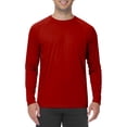 thumbnail image 2 of LNZGNM Men's UPF 50+ Long Sleeve Sun Shirt UV SPF Quick Dry Rash Guard Athletic Crew Neck Lightweight T Shirts Hiking Tee Tops,Red XL, 2 of 5