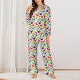 thumbnail image 2 of Lsque Colorful Dinosaurs Pattern Long Sleeve Pajama Set for Women - Soft 2-Piece Sleepwear and Loungewear Set with Pockets, Comfy Nightwear-Large, 2 of 7
