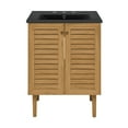 thumbnail image 3 of Bron 24 in. Brown Oak Bathroom Vanity With Black, 3-Hole Ceramic Sink Top, 3 of 8