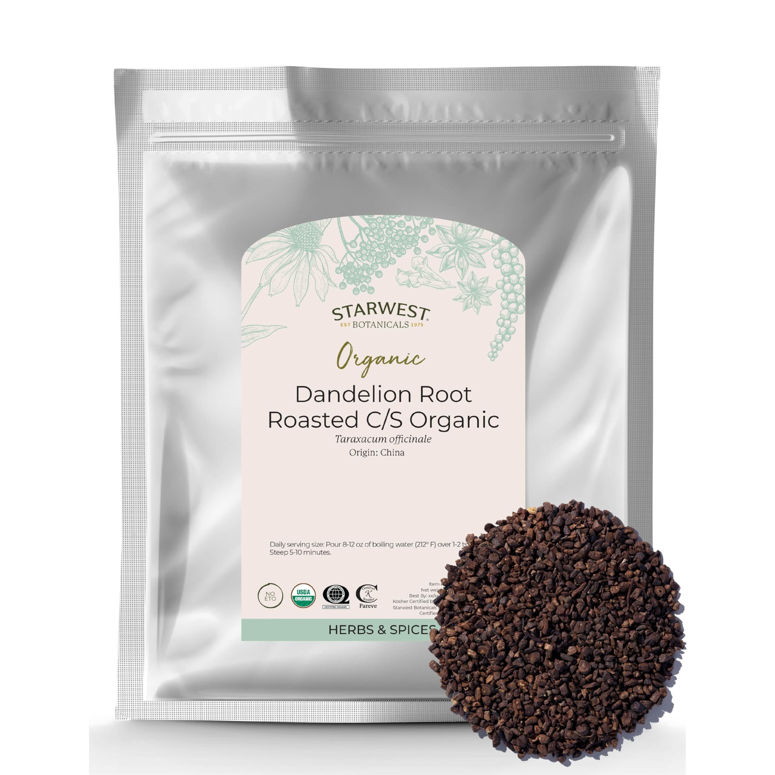 Raíz de diente de león orgánica Loose Tea Starwest Botanicals, 454 g ...
