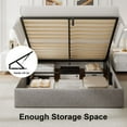 thumbnail image 5 of iPormis King Size Bed Frame with Lift Up Storage & Charging Station, Button Tufted Wingback Upholstered Headboard, Wooden Slats Support, No Box Spring Needed, Noise Free,Light Gray, 5 of 7