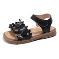 thumbnail image 4 of Baby Girl Sandals Kids Toddler Girls Adjustable Sandals with Flower Design Lightweight Non- Sole Kids Sandals Black 5.5 Years-6 Years, 4 of 7