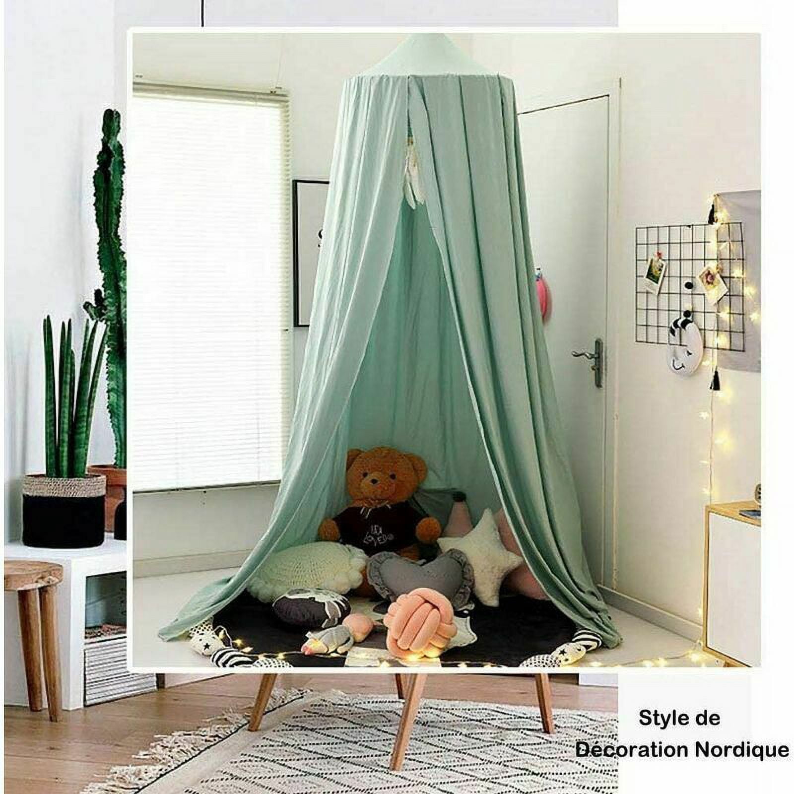 Children's Bed Canopy, Mosquito Net Canopy for Baby or Child, Double Layer Decoration Design Canopy for Bedroom   Green