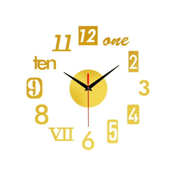 Reloj de pared silencioso sin marco, bricolaje, adhesivo de espejo, decoración para el hogar y la oficina