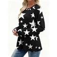 thumbnail image 4 of ZUKMRJPC Women's Long Sleeve Shirts Crewneck Cute Stars Print Loose Fit Tunics Sweatshirt Fall Soft Comfy Casual Basic Cotton Tees Tops, 4 of 6