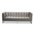 thumbnail image 3 of Pemberly Row 17.3" Modern Velvet Fabric Upholstered Sofa in Gray/Gold, 3 of 10