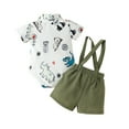 thumbnail image 2 of SILVERCELL 2Pcs Newborn Baby Boy Gentleman Outfits Set Cartoon Printed Short Sleeve Shirts Bodysuit Suspender Shorts Overalls Infant Summer Clothes Formal Suits 0-18M, 2 of 8