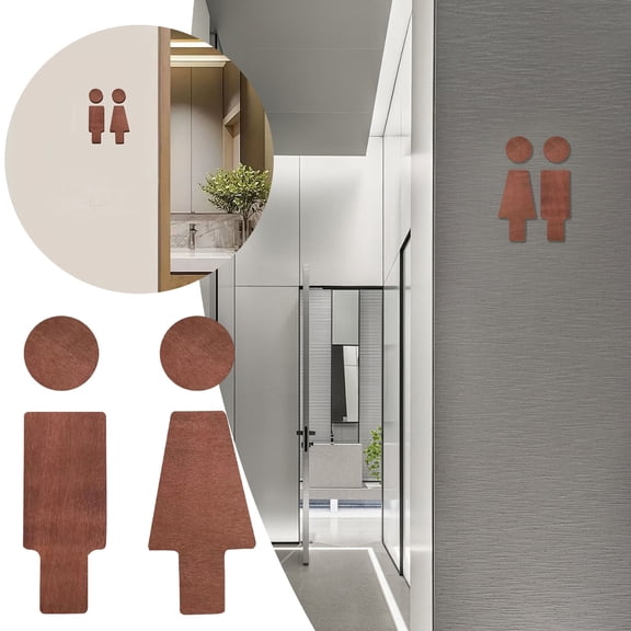 Restroom Signs Wood Men and Women Toilet Bathroom Door Signs Wooden Lavatory Signboard for Busines