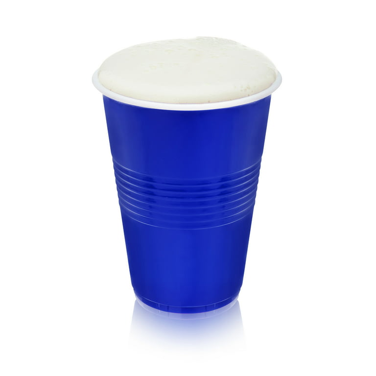 16-Ounce Plastic Party Cups in Blue (100 Pack) - Disposable Plastic Cups - Recyclable - Blue Cups with Fill Lines - Reusable Plastic Cups for Drinks