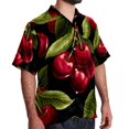 thumbnail image 2 of Cherry Men's Casual Hawaiian Shirts, Printed Button Down Short Sleeve Summer Beach Tops with Spread Collar - Unisex, 2 of 6