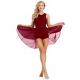 thumbnail image 1 of Robe de Danse Lyrique pour Femmes Robe de Danse Ballet Sans Manches Justaucorps de Performance Robe de Gymnastique Rouge Vin G, 1 of 7