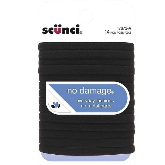 Scunci No Damage Hair Elastics, Black 14 ea (Pack of 3)