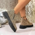 thumbnail image 4 of Ankle Boots for Women Lug Sole Chunky Heel Leopard Print Leather Zipper Short Fall Booties Casual Round Toe Slip on Loafers, 4 of 7