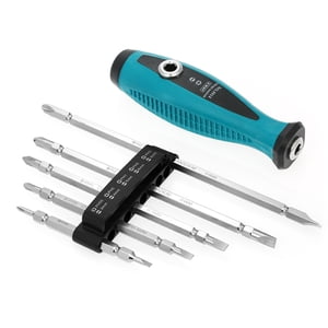 Amdohai PENGGONG 5PCS Two-Way Slotted Phillips Reversible Screwdriver Set Magnetic Screw Driver Home Tool Kit Adjustable Double Screw Head