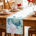 thumbnail image 5 of Teal Sea Turtle Table Runner 70 Inches, Summer Coastal Coral Ocean Bed Runner Dresser Scarves Tabletop for Indoor Outdoor Parties/Ceremony/Banquet, 13" x 70", 5 of 9