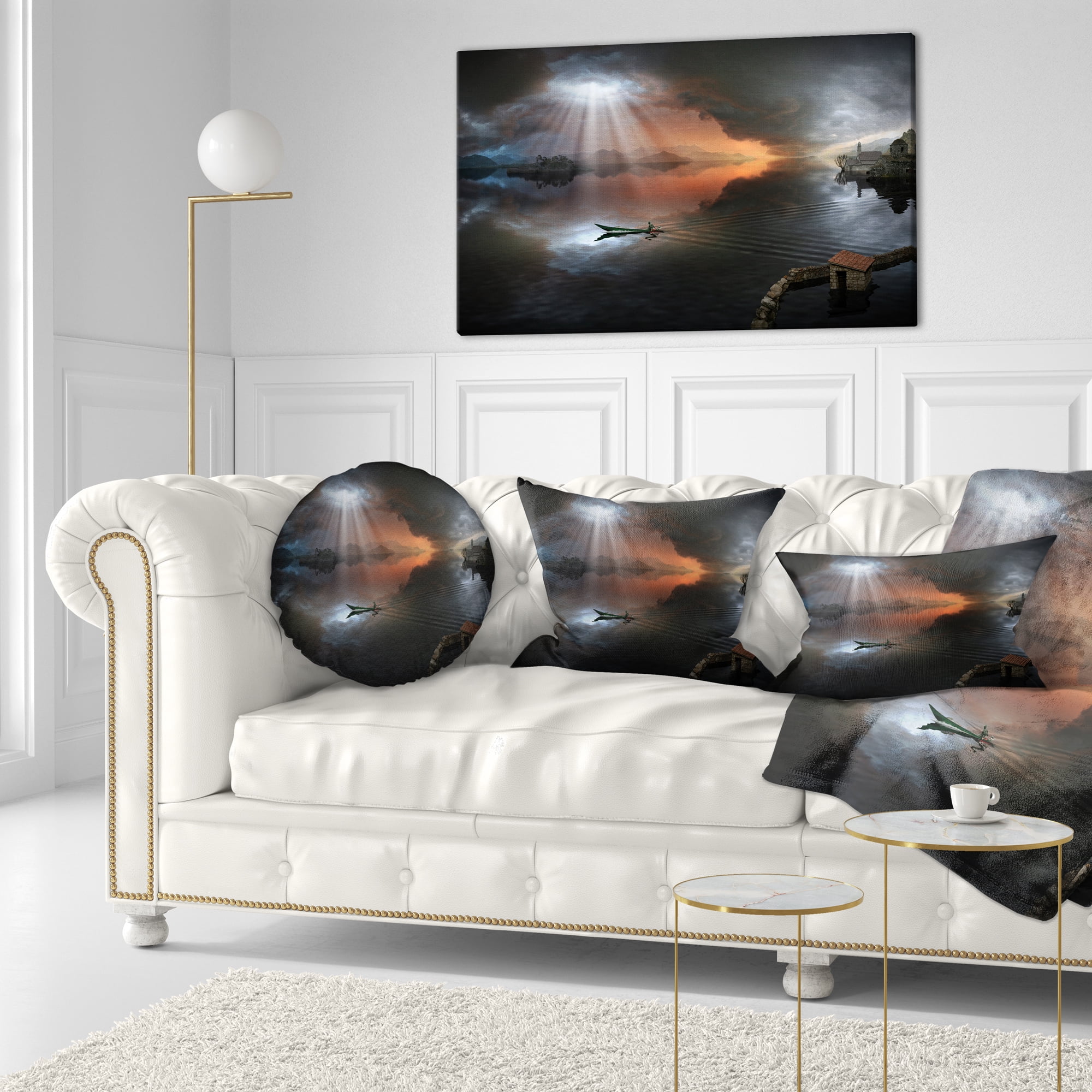 Designart High Water Photo Collage - Seascape Throw Pillow - 12x20