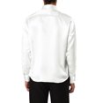 thumbnail image 3 of MODA NOVA Big & Tall Men's Satin Long Sleeve Button Down Slim Fit Dress Shirt White L, 3 of 6