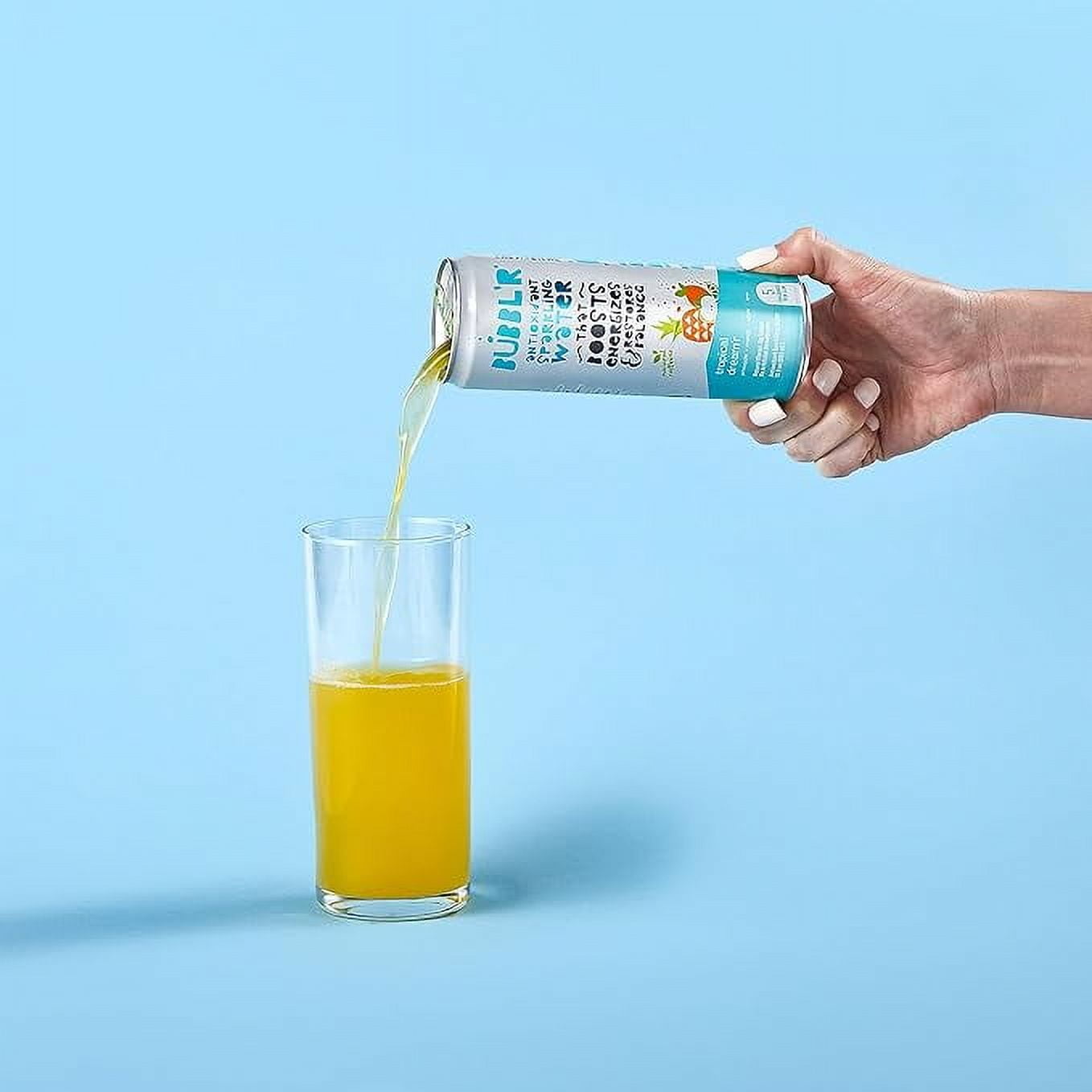 BUBBL'R tropical dream'r, Antioxidant Sparkling Water with Natural Caffeine, 0g Sugar, Gluten Free, All Natural Flavors, 12 Fl Oz Cans, 12 Count
