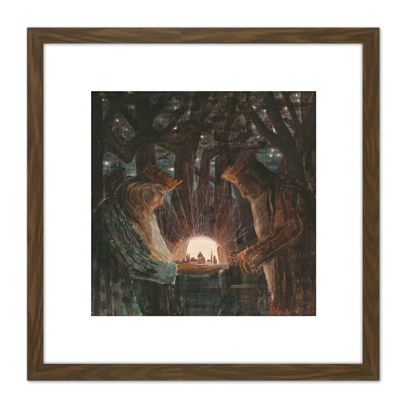 Ciurlionis Fairy Tale Of Kings Symbolist Painting 8X8 Inch Square Wooden Framed Wall Art Print Picture with Mount