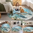 thumbnail image 5 of Sea Turtle Coastal Round Area Rug 3.3 FT, Non Slip Small Entryway Kitchen Mat, Summer Beach Teal Coral Starfish Washable Soft Circular Rug Non-Shedding Door Mat for Bathroom Playroom Kids Room, 5 of 9