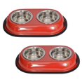 thumbnail image 1 of Iconic Pet 51424 16 oz. Color Splash Stainless Steel Double Diner - Red, 1 of 1
