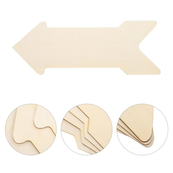 Homoyoyo 4Pcs Natural Wood Arrow Cutouts Unpainted DIY Craft Accessories